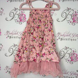 BOBL kid dress ruffle tutu bottom floral flowers pink yellow ribbonn tie straps